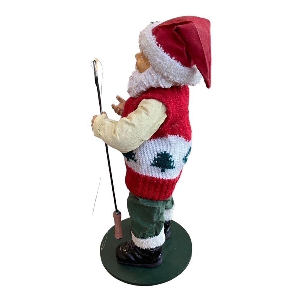 Vintage Christmas Decorations Santa Claus With Fishing Pole - Picture 3 of 6